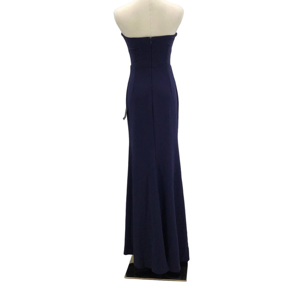 LULU'S SZ S Blue Height of Elegance Plunge Neck Mermaid Maxi Dress NWT 0B8 *flaw - Picture 4 of 14